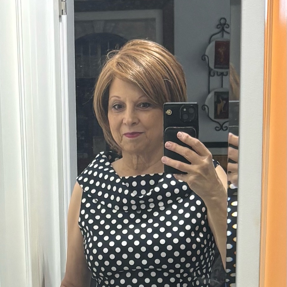 Tahari Navy and White Polka Dot Dress